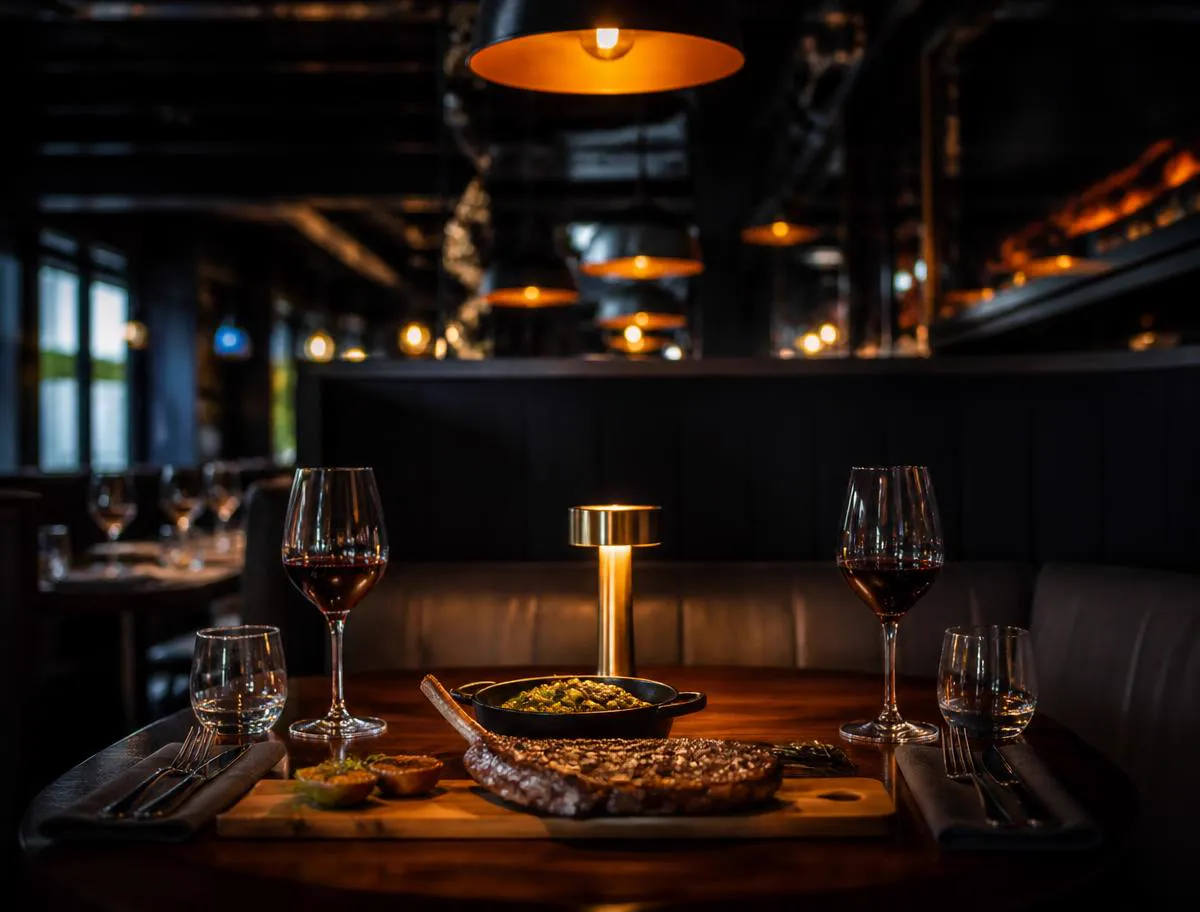 Dining table set for two in the restaurant